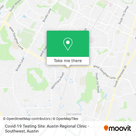 Covid-19 Testing Site: Austin Regional Clinic - Southwest map