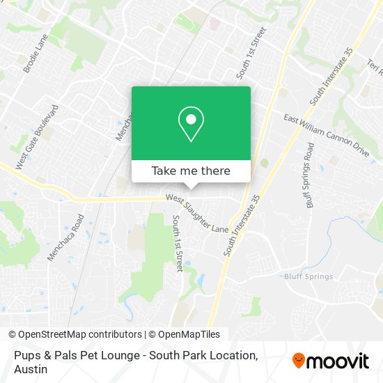 Mapa de Pups & Pals Pet Lounge - South Park Location