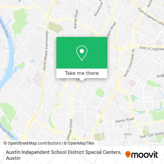 Austin Independent School District Special Centers map