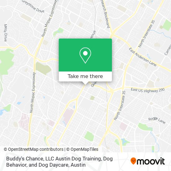 Buddy's Chance, LLC Austin Dog Training, Dog Behavior, and Dog Daycare map