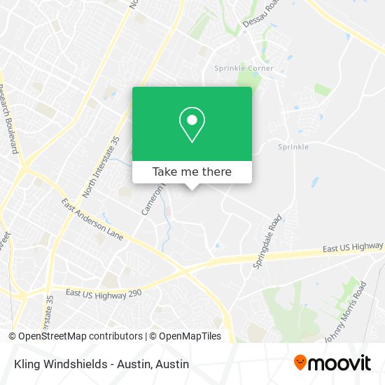 Kling Windshields - Austin map