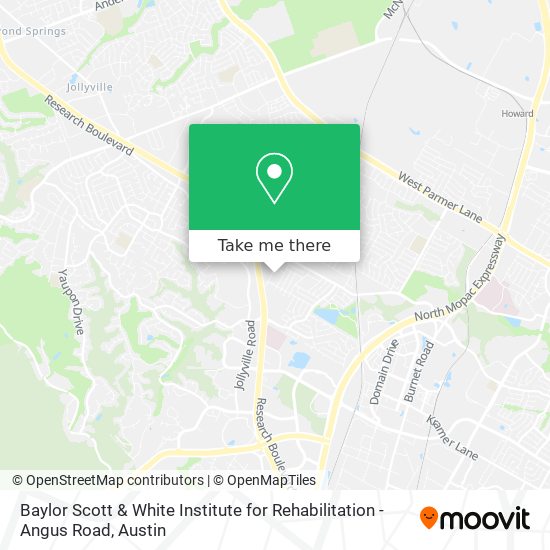 Mapa de Baylor Scott & White Institute for Rehabilitation - Angus Road