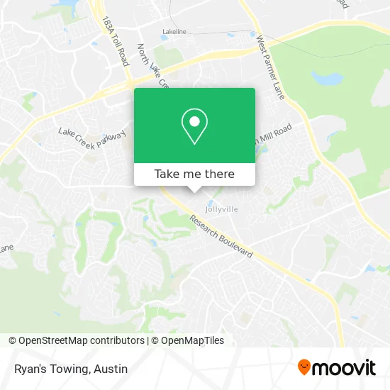 Ryan's Towing map