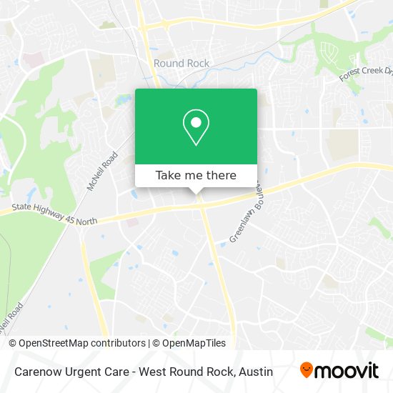 Mapa de Carenow Urgent Care - West Round Rock