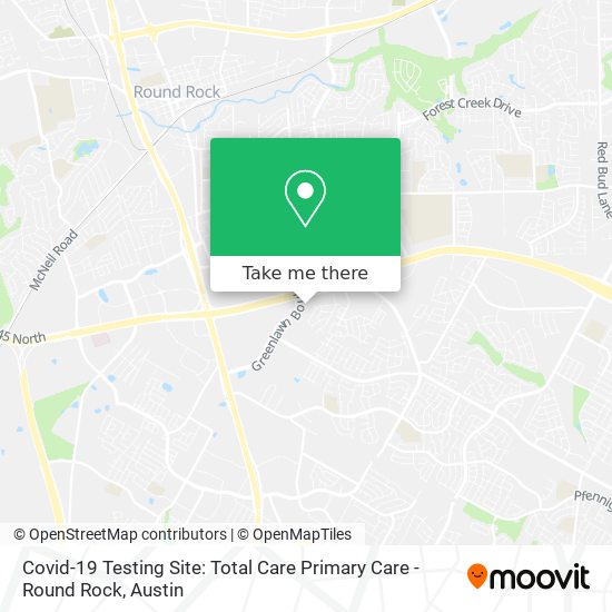 Covid-19 Testing Site: Total Care Primary Care - Round Rock map