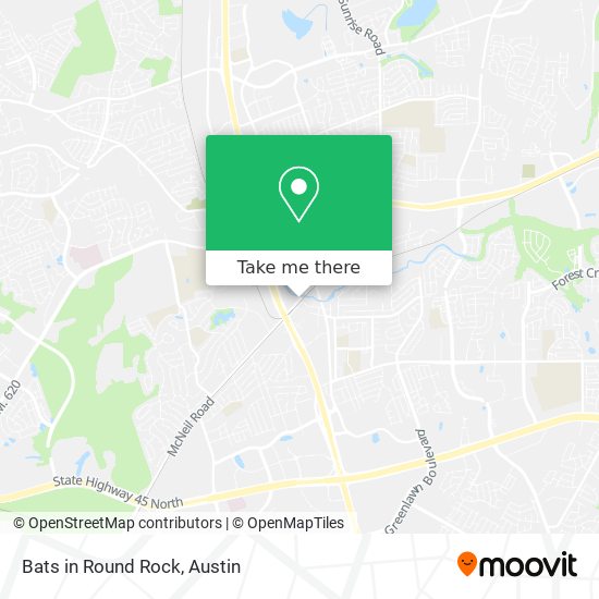 Bats in Round Rock map