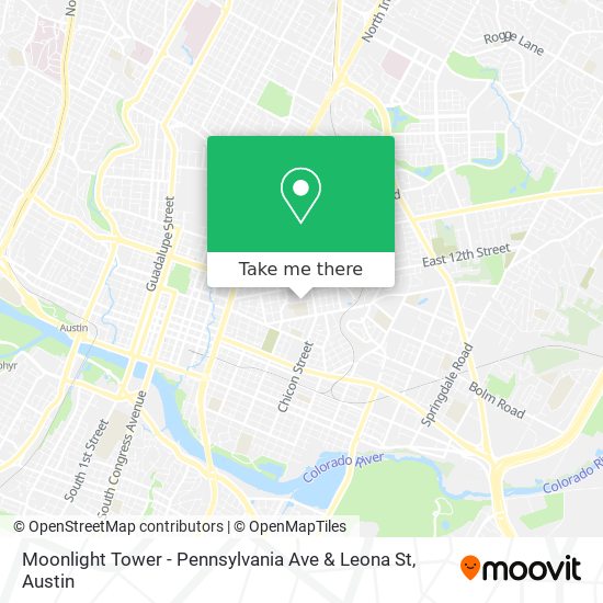 Moonlight Tower - Pennsylvania Ave & Leona St map
