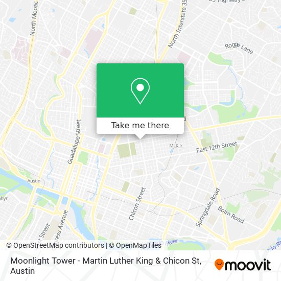 Moonlight Tower - Martin Luther King & Chicon St map