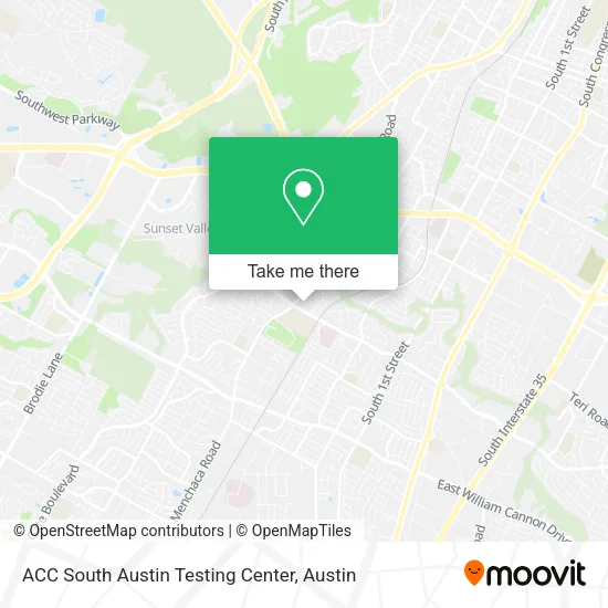 Mapa de ACC South Austin Testing Center