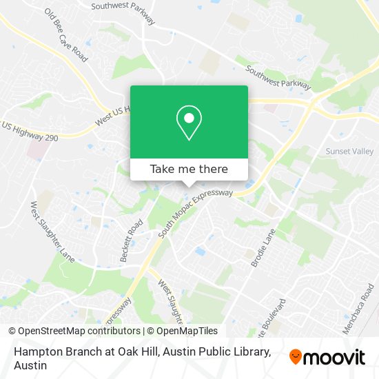 Hampton Branch at Oak Hill, Austin Public Library map