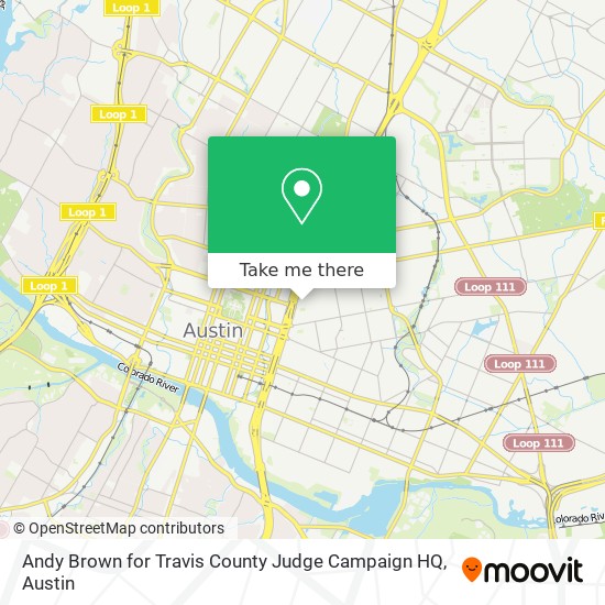 Andy Brown for Travis County Judge Campaign HQ map