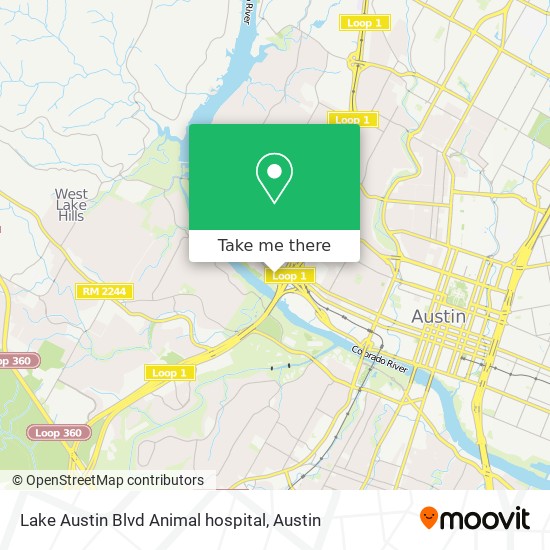 Lake Austin Blvd Animal hospital map