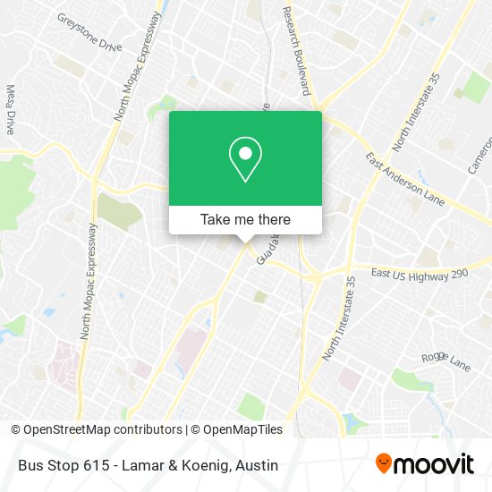 Bus Stop 615 - Lamar & Koenig map