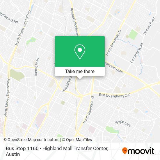 Bus Stop 1160 - Highland Mall Transfer Center map