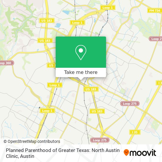 Planned Parenthood of Greater Texas: North Austin Clinic map