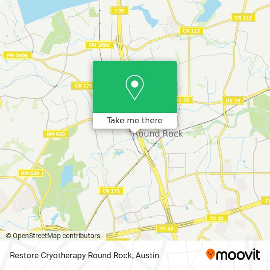 Restore Cryotherapy Round Rock map