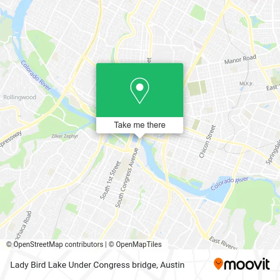Lady Bird Lake Under Congress bridge map