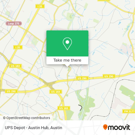 Mapa de UPS Depot - Austin Hub