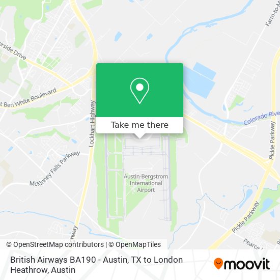 Mapa de British Airways BA190 - Austin, TX to London Heathrow