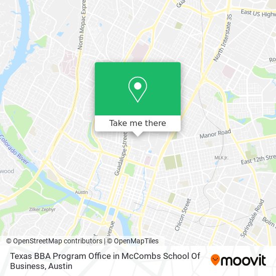 Mapa de Texas BBA Program Office in McCombs School Of Business