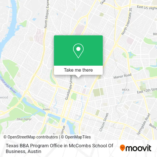 Texas BBA Program Office in McCombs School Of Business map