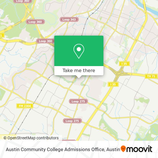 Austin Community College Admissions Office map