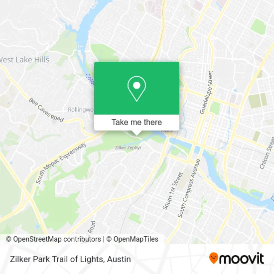 Mapa de Zilker Park Trail of Lights