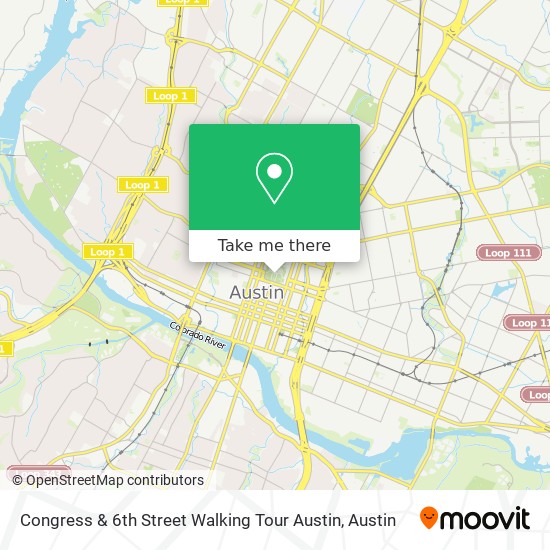 Congress & 6th Street Walking Tour  Austin map