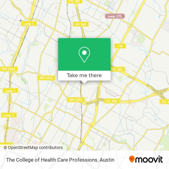 The College of Health Care Professions map