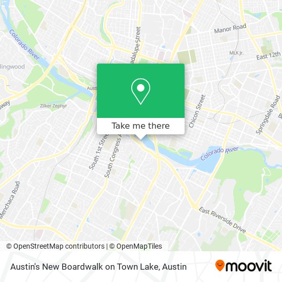 Mapa de Austin's New Boardwalk on Town Lake