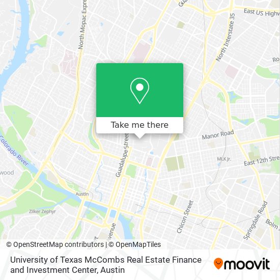 University of Texas McCombs Real Estate Finance and Investment Center map