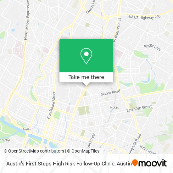 Austin's First Steps High Risk Follow-Up Clinic map