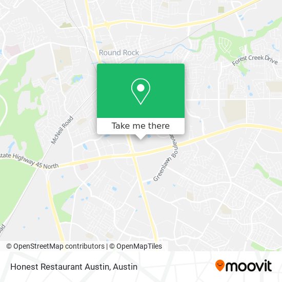 Mapa de Honest Restaurant Austin