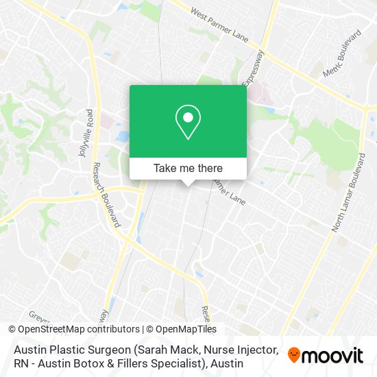 Mapa de Austin Plastic Surgeon (Sarah Mack, Nurse Injector, RN - Austin Botox & Fillers Specialist)