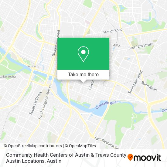 Mapa de Community Health Centers of Austin & Travis County Austin Locations