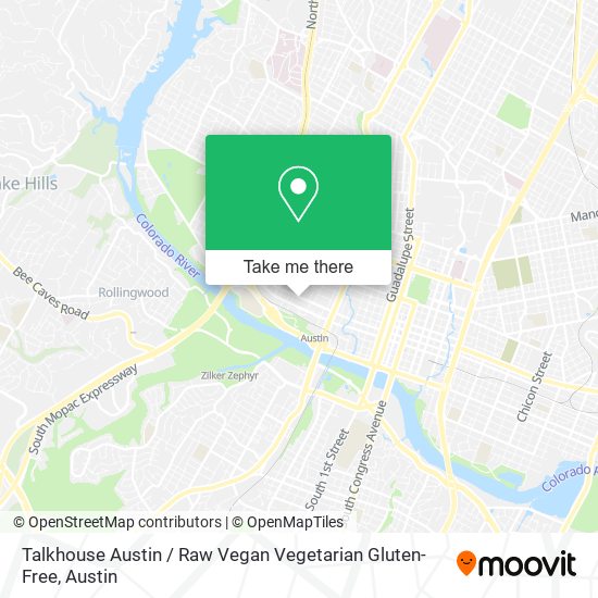 Mapa de Talkhouse Austin / Raw Vegan Vegetarian Gluten-Free