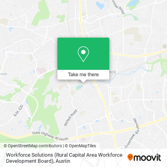 Mapa de Workforce Solutions (Rural Capital Area Workforce Development Board)