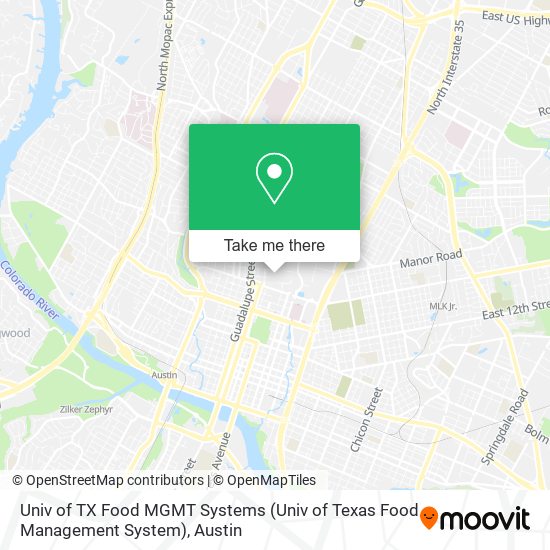 Mapa de Univ of TX Food MGMT Systems (Univ of Texas Food Management System)