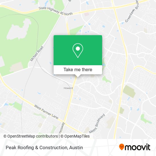 Peak Roofing & Construction map