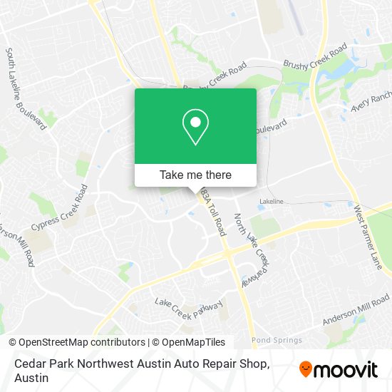 Cedar Park Northwest Austin Auto Repair Shop map