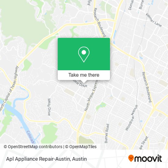 Mapa de Apl Appliance Repair-Austin