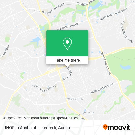 IHOP in Austin at Lakecreek map