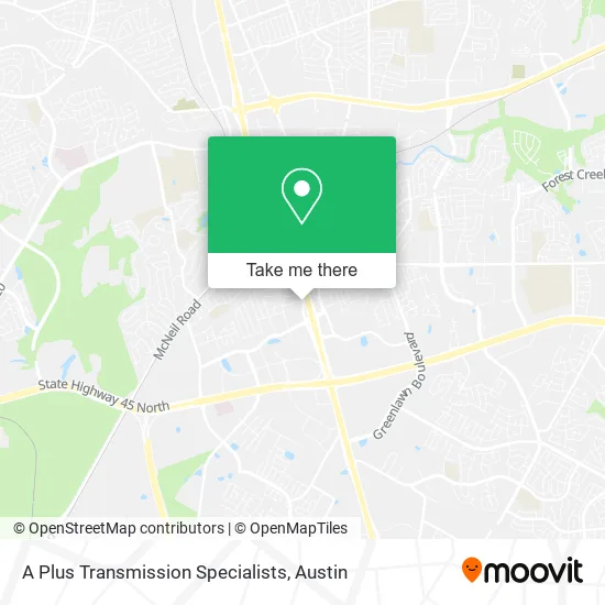 A Plus Transmission Specialists map