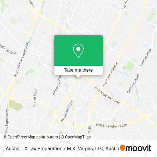 Austin, TX Tax Preparation / M.K. Vargas, LLC map