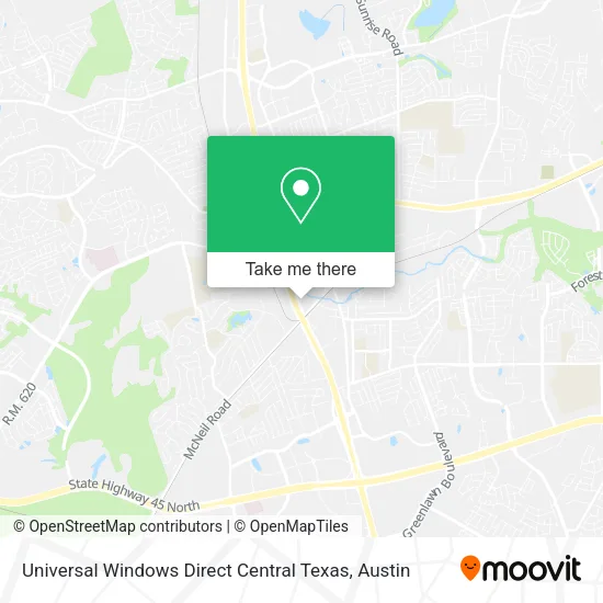 Mapa de Universal Windows Direct Central Texas