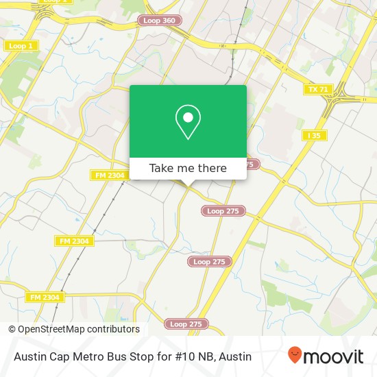 Mapa de Austin Cap Metro Bus Stop for #10 NB