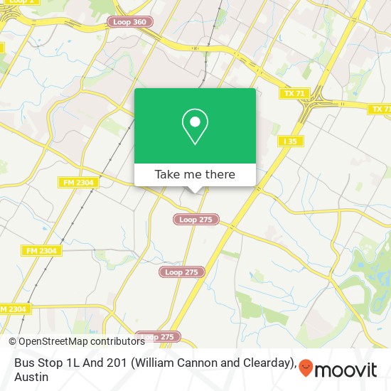 Mapa de Bus Stop 1L And 201 (William Cannon and Clearday)