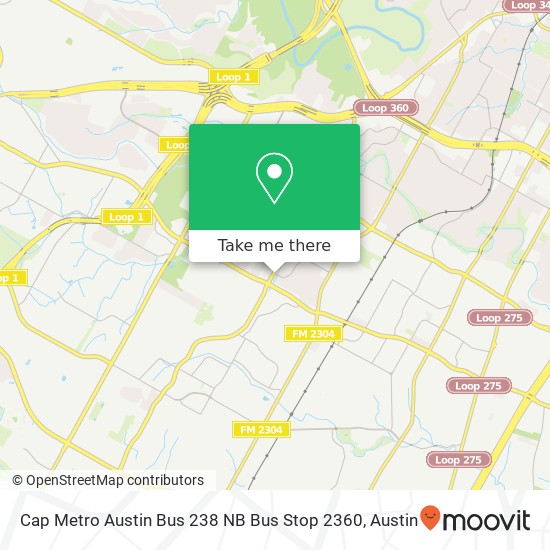 Mapa de Cap Metro Austin Bus 238 NB Bus Stop 2360