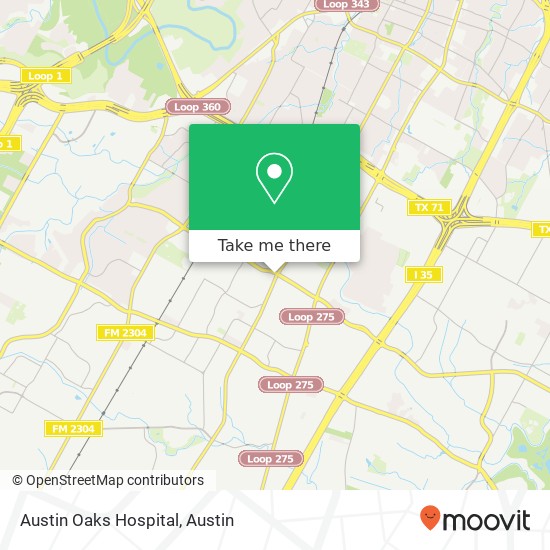Austin Oaks Hospital map