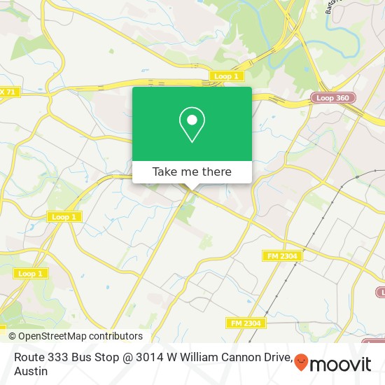 Route 333 Bus Stop @ 3014 W William Cannon Drive map